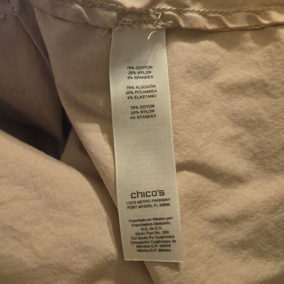 Chico's Size 3, Large Button Down Cotton/Nylon/Spandex Lightweight Neutral - Picture 3 of 5